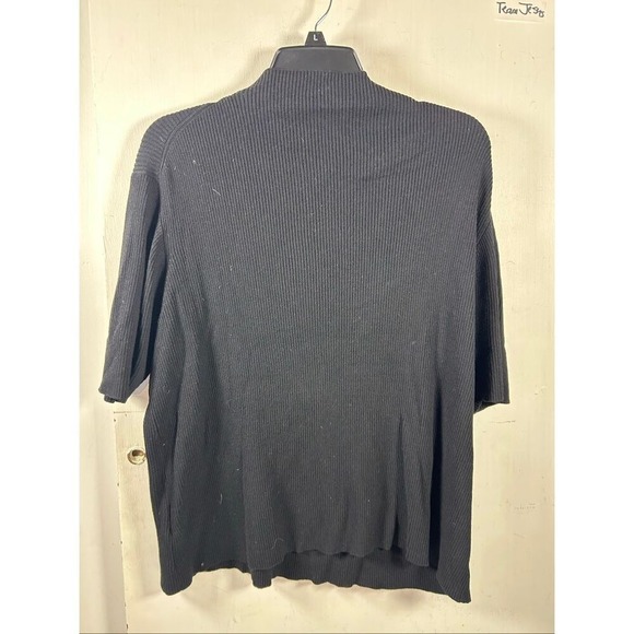 Eileen Fisher Ribbed Mock Neck Top Woman 2X Black Excellent Italian Yarn - Picture 4 of 7